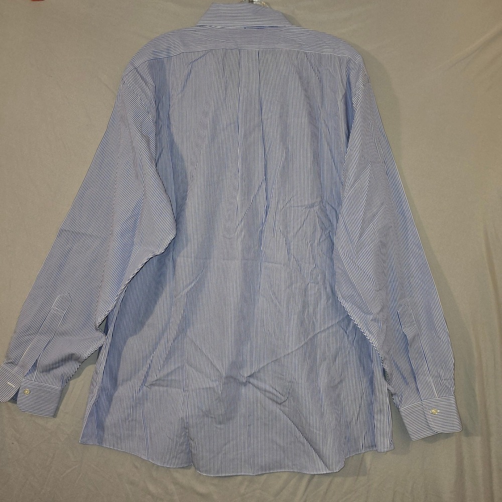 Brooks Brothers Dress Shirt 18-36 Mens Blue Striped Slim Fit Non-Iron Cotton - Picture 9 of 10